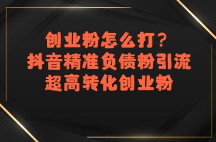 创业粉怎么打？抖音精准负债粉引流，超高转化创业粉网创吧-网创项目资源站-副业项目-创业项目-搞钱项目网创吧