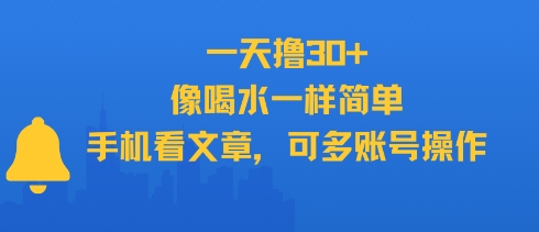 一天撸30+，像喝水一样简单，手机看文章，可多账号操作网创吧-网创项目资源站-副业项目-创业项目-搞钱项目网创吧