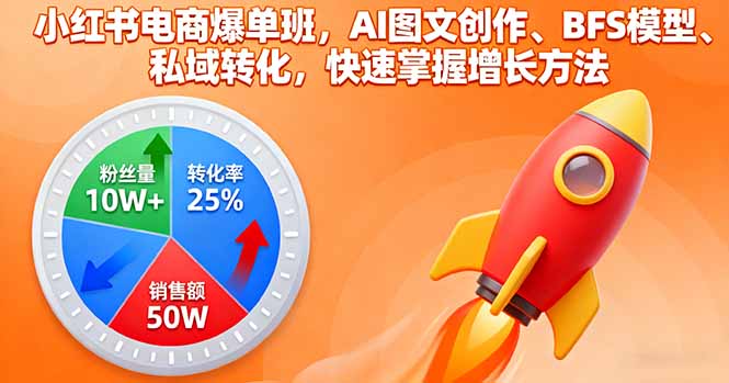 （16187期）小红书电商爆单班，AI图文创作、BFS模型、私域转化，快速掌握增长方法网创吧-网创项目资源站-副业项目-创业项目-搞钱项目网创吧