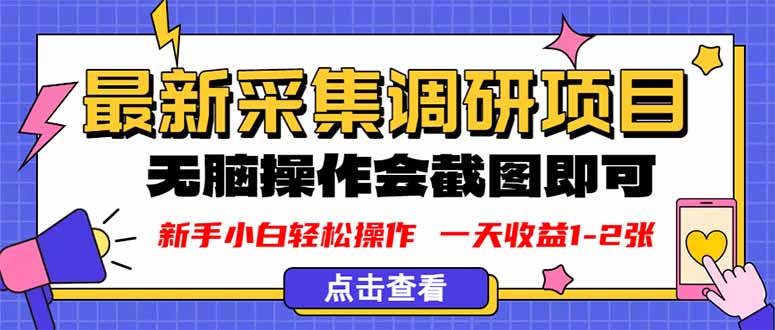 (16155期)新版采集调研项目,截图上传即可,无脑操作,日收益1-2张网创吧-网创项目资源站-副业项目-创业项目-搞钱项目网创吧