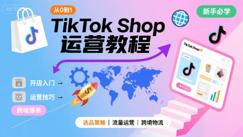 TikTok Shop从0到1运营教程，TikTok跨境电商新手必学课程网创吧-网创项目资源站-副业项目-创业项目-搞钱项目网创吧