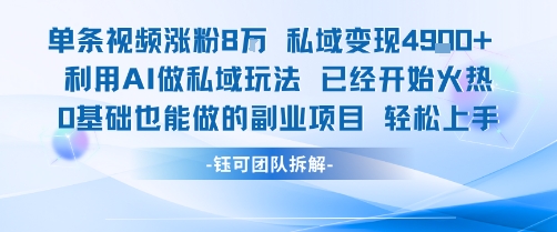 单条视频私域变现4.9k+利用AI做私域玩法 已经开始火热0基础也能做的副业项目轻松上手网创吧-网创项目资源站-副业项目-创业项目-搞钱项目网创吧
