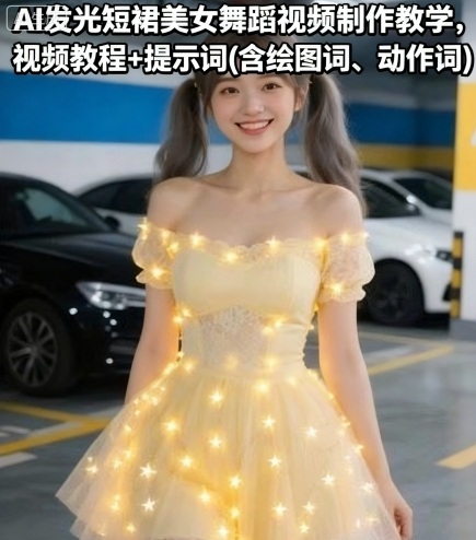 AI发光短裙美女舞蹈视频制作教学,视频教程+提示词(含绘图词、动作词)网创吧-网创项目资源站-副业项目-创业项目-搞钱项目网创吧