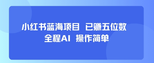 小红书蓝海项目，全程AI，操作简单，已挣五位数网创吧-网创项目资源站-副业项目-创业项目-搞钱项目网创吧