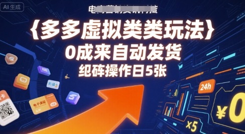 多多虚拟类目玩法,0成本全自动发货,矩阵操作日5张网创吧-网创项目资源站-副业项目-创业项目-搞钱项目网创吧
