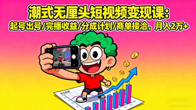 (16023期)潮式无厘头短视频变现课:起号出号/完播收益/分成计划/商单接洽,月入2万+网创吧-网创项目资源站-副业项目-创业项目-搞钱项目网创吧