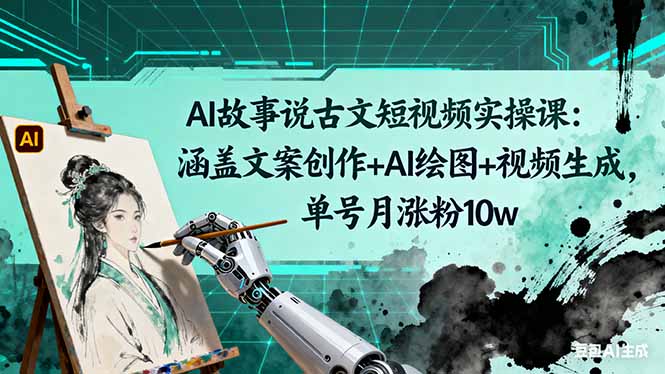 (16369期)AI故事说古文短视频实操课:涵盖文案创作+AI绘图+视频生成,单号月涨粉10w网创吧-网创项目资源站-副业项目-创业项目-搞钱项目网创吧