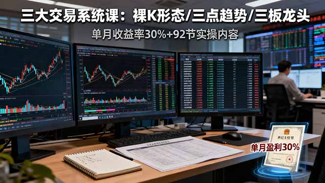 （16269期）三大交易系统课：裸K形态/三点趋势/三板体系，单月收益率30%+92节实操内容网创吧-网创项目资源站-副业项目-创业项目-搞钱项目网创吧