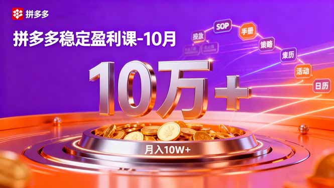 (16413期)拼多多稳定盈利课-10月,强付费SOP+微付费高投产+活动矩阵,单店月入10万+网创吧-网创项目资源站-副业项目-创业项目-搞钱项目网创吧