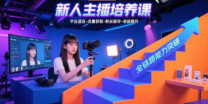 （15701期）新人主播培养课：平台适应-流量获取-粉丝留存-收益提升 全链路能力突破网创吧-网创项目资源站-副业项目-创业项目-搞钱项目网创吧
