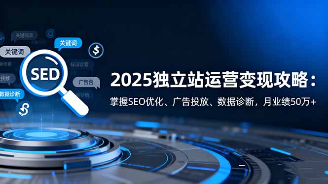 (16371期)2025独立站运营变现攻略:掌握SEO优化、广告投放、数据诊断,月业绩50万+网创吧-网创项目资源站-副业项目-创业项目-搞钱项目网创吧
