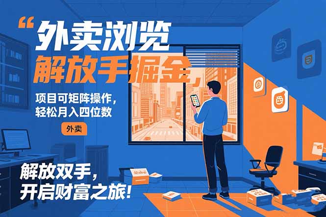 (15440期)外卖浏览掘金项目 可矩阵操作 轻松日入500+网创吧-网创项目资源站-副业项目-创业项目-搞钱项目网创吧