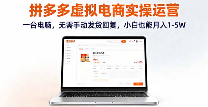 （16138期）拼多多虚拟电商实操运营，一台电脑，无需手动发货回复，小白也能月入1-5W网创吧-网创项目资源站-副业项目-创业项目-搞钱项目网创吧
