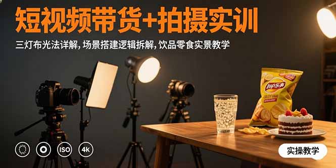 (15540期)短视频带货+拍摄实训:三灯布光法详解,场景搭建逻辑拆解,饮品零食实景教学网创吧-网创项目资源站-副业项目-创业项目-搞钱项目网创吧