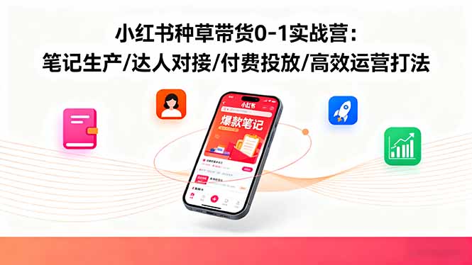 (16310期)小红书种草带货0-1实战营:笔记生产/达人对接/付费投放/高效运营打法网创吧-网创项目资源站-副业项目-创业项目-搞钱项目网创吧