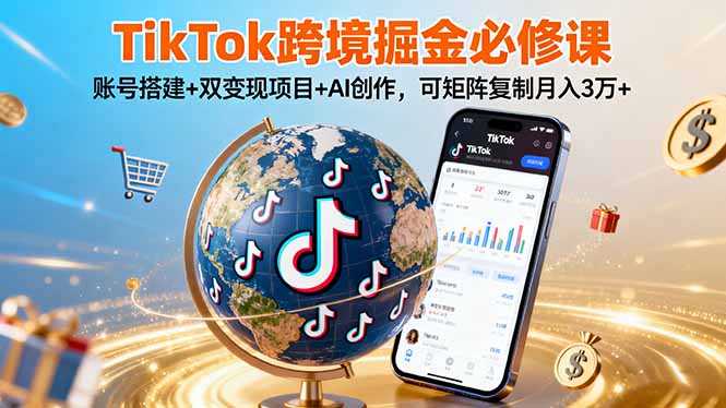 (16003期)TikTo跨境掘金必修课,账号搭建+双变现项目+AI创作,可矩阵复制月入3万+网创吧-网创项目资源站-副业项目-创业项目-搞钱项目网创吧