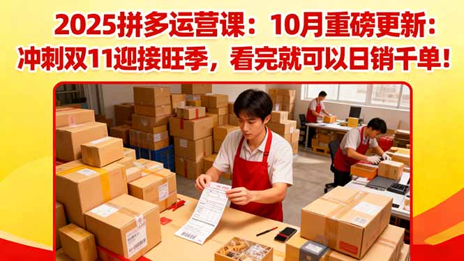 (16400期)2025拼多多运营课:10月重磅更新:冲刺双11迎接旺季,看完就可以日销千单网创吧-网创项目资源站-副业项目-创业项目-搞钱项目网创吧