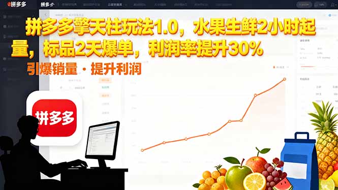 （16429期）拼多多 擎天柱玩法1.0，水果生鲜2小时起量，标品2天爆单，利润率提升30%网创吧-网创项目资源站-副业项目-创业项目-搞钱项目网创吧