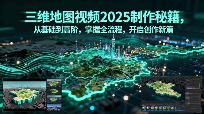 （15983期）三维地图视频2025制作秘籍，从基础到高阶，掌握全流程，开启创作新篇网创吧-网创项目资源站-副业项目-创业项目-搞钱项目网创吧