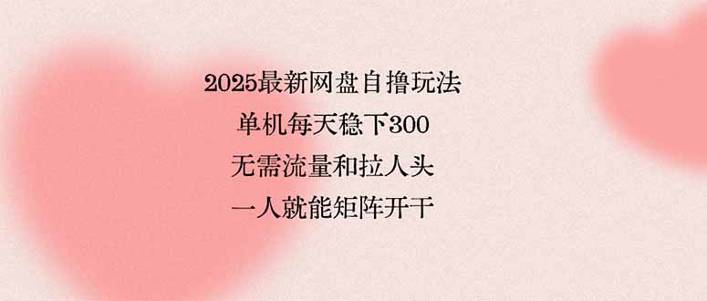 （15831期）2025最新网盘自撸玩法，单机每天稳下3张，无需流量和拉人头，一个人就…网创吧-网创项目资源站-副业项目-创业项目-搞钱项目网创吧