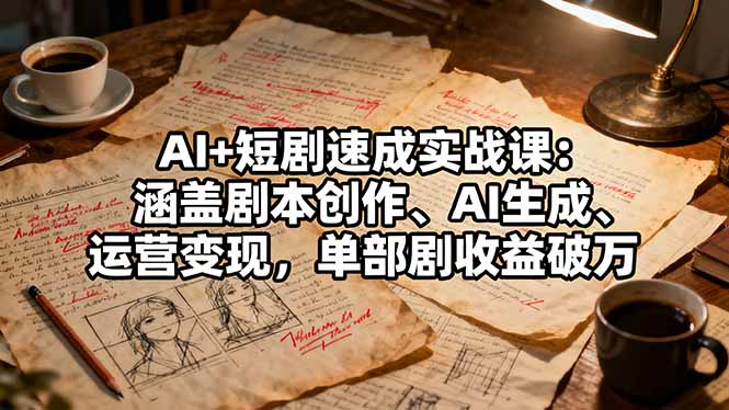 （16359期）AI+短剧速成实战课：涵盖剧本创作、AI生成、运营变现，单部剧收益破万网创吧-网创项目资源站-副业项目-创业项目-搞钱项目网创吧