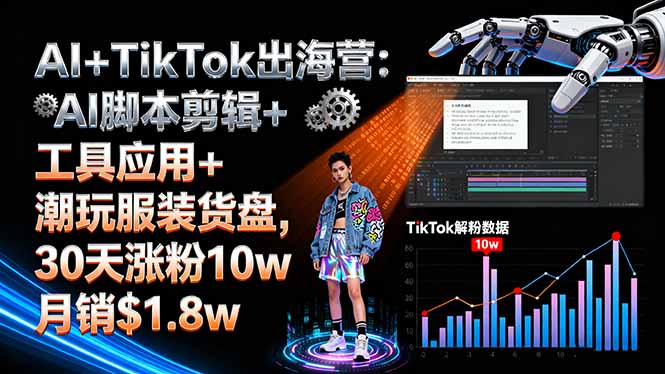 （16108期）AI+TikTok出海营:AI脚本剪辑+工具应用+潮玩服装货盘,30天涨粉10w月销$1.8w网创吧-网创项目资源站-副业项目-创业项目-搞钱项目网创吧