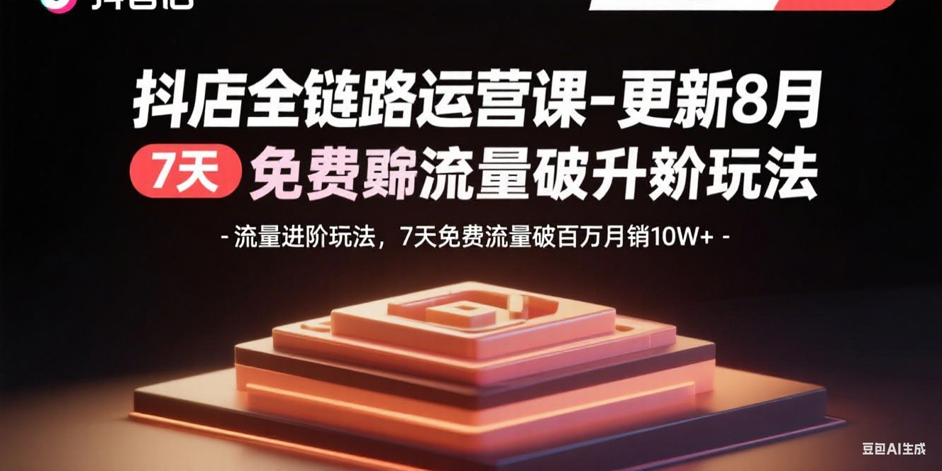 （15918期）抖店全链路运营课-更新8月：流量进阶玩法，7天免费流量破百万月销10W+网创吧-网创项目资源站-副业项目-创业项目-搞钱项目网创吧