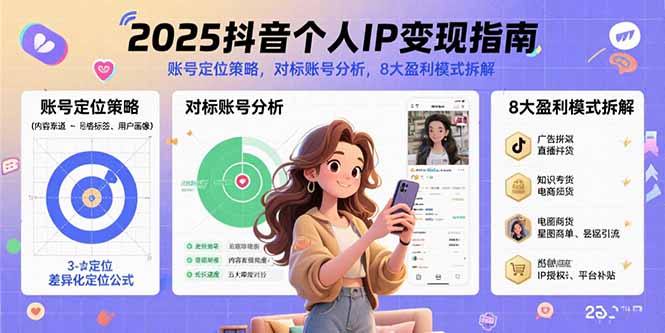 （15711期）2025抖音个人IP变现指南，账号定位策略，对标账号分析，8大盈利模式拆解网创吧-网创项目资源站-副业项目-创业项目-搞钱项目网创吧