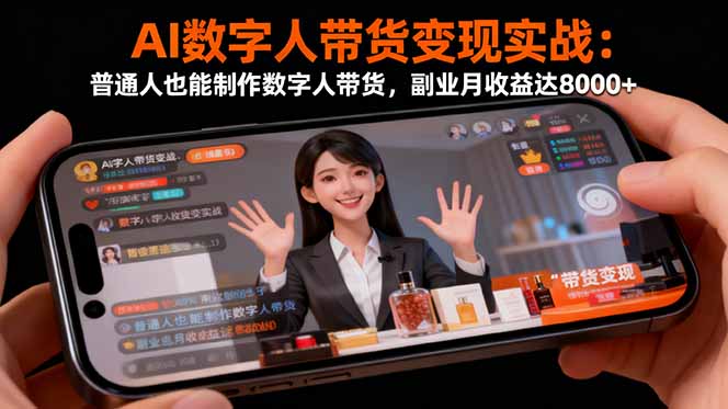 (16377期)AI数字人带货变现实战:普通人也能制作数字人带货,副业月收益达8000+网创吧-网创项目资源站-副业项目-创业项目-搞钱项目网创吧