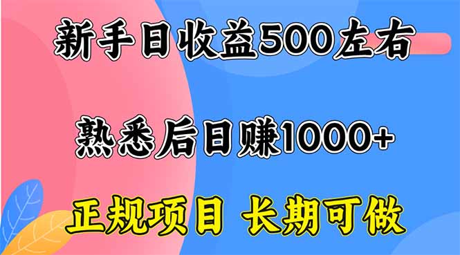 (16132期)新手日收益500+ 正规项目 长期可做网创吧-网创项目资源站-副业项目-创业项目-搞钱项目网创吧