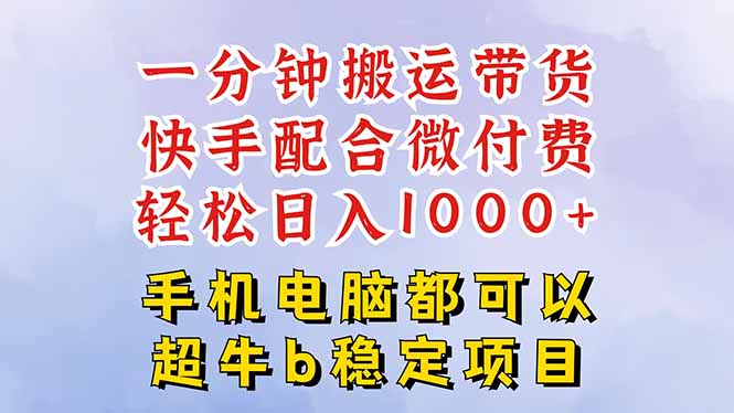 （16285期）快手黑科技一分钟搬运带货，一刀不剪过原创，微付费投流玩法，轻松日入…网创吧-网创项目资源站-副业项目-创业项目-搞钱项目网创吧
