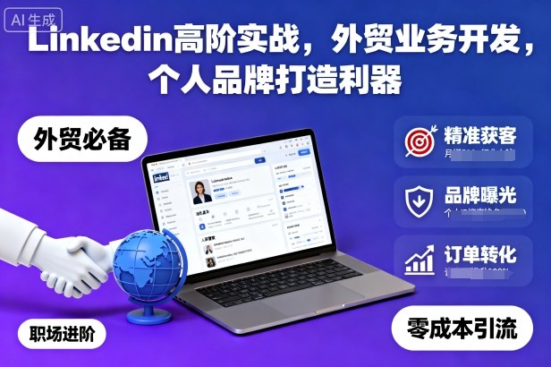 Linkedin高阶实战,外贸业务开发,个人品牌打造利器网创吧-网创项目资源站-副业项目-创业项目-搞钱项目网创吧