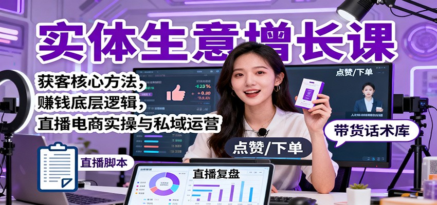实体生意增长课:获客核心方法,赚钱底层逻辑,直播电商实操与私域运营网创吧-网创项目资源站-副业项目-创业项目-搞钱项目网创吧