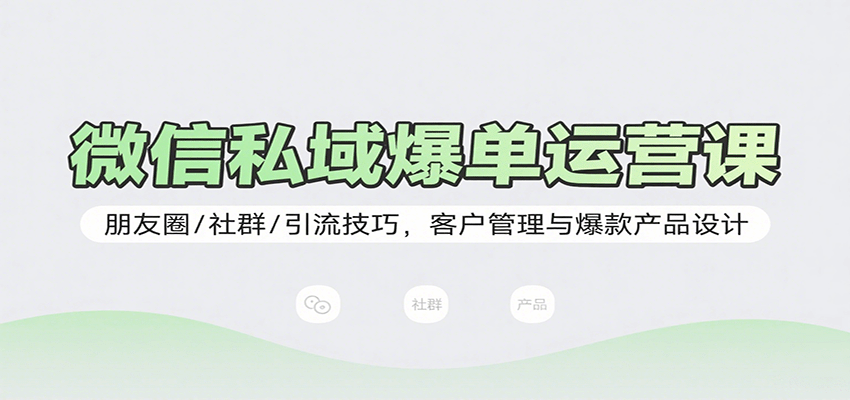 微信私域爆单运营课:朋友圈/社群/引流技巧,客户管理与爆款产品设计网创吧-网创项目资源站-副业项目-创业项目-搞钱项目网创吧