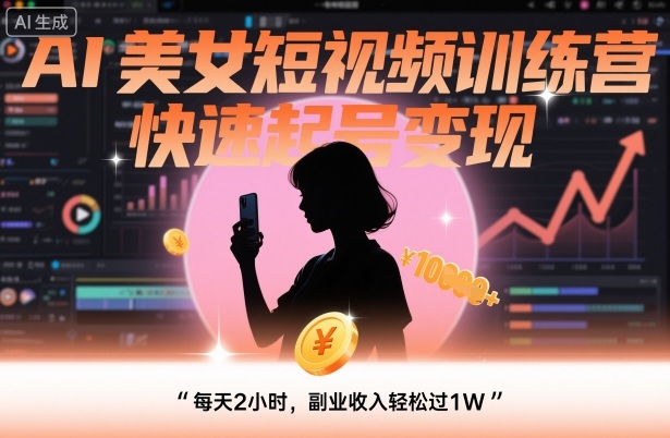 AI美女短视频训练营,快速起号变现,每天2小时,副业收入轻松过1W网创吧-网创项目资源站-副业项目-创业项目-搞钱项目网创吧