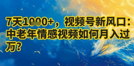 7天收益1k+，视频号新风口：中老年情感视频如何月入过W?网创吧-网创项目资源站-副业项目-创业项目-搞钱项目网创吧