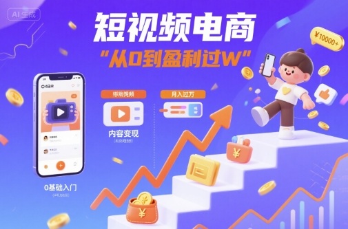 短视频电商：短视频变现从0到盈利过W网创吧-网创项目资源站-副业项目-创业项目-搞钱项目网创吧