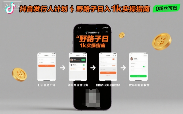 抖音发行人计划全新野路子玩法,随时随地,只要有手机,就能操作,日入1k+【揭秘】网创吧-网创项目资源站-副业项目-创业项目-搞钱项目网创吧
