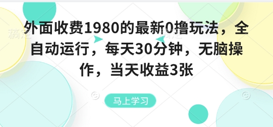 外面收费1980的最新0撸玩法，全自动挂G，每天30分钟，无脑操作，当天收益3张【揭秘】网创吧-网创项目资源站-副业项目-创业项目-搞钱项目网创吧