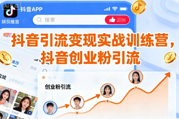 抖音引流变现实战训练营，抖音创业粉引流网创吧-网创项目资源站-副业项目-创业项目-搞钱项目网创吧