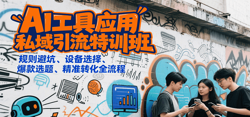 AI工具应用私域引流特训班，规则避坑、设备选择、爆款选题、精准转化全流程网创吧-网创项目资源站-副业项目-创业项目-搞钱项目网创吧