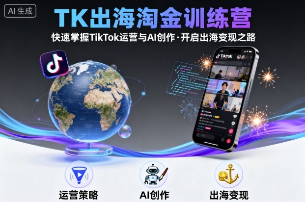 TK出海淘金训练营,助你快速掌握TikTok运营与AI创作,开启出海变现之路网创吧-网创项目资源站-副业项目-创业项目-搞钱项目网创吧