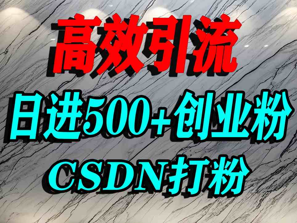 怎么打创业粉？CSDN又一个你不知道的打粉引流神秘平台，单人日引500+精准流量网创吧-网创项目资源站-副业项目-创业项目-搞钱项目网创吧