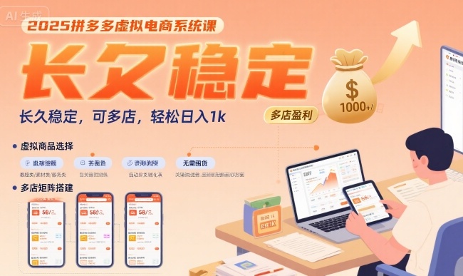 2025拼多多虚拟电商系统课，长久稳定，可多店，轻松日入1k网创吧-网创项目资源站-副业项目-创业项目-搞钱项目网创吧