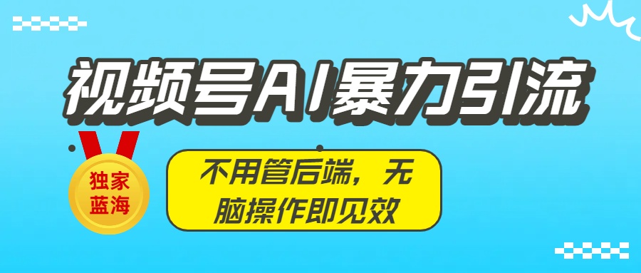 独家蓝海!视频号AI暴力引流:不用管后端,无脑操作即见效网创吧-网创项目资源站-副业项目-创业项目-搞钱项目网创吧