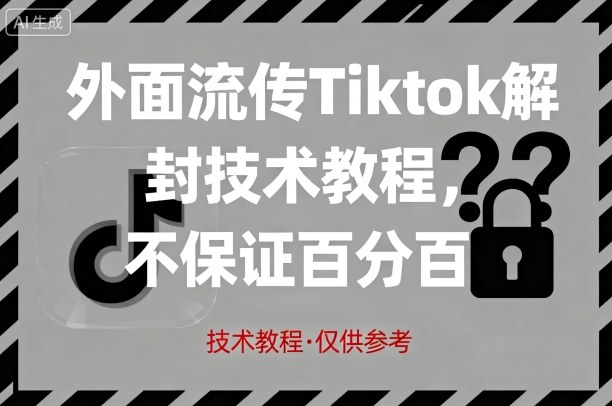 外面流传Tiktok解封技术教程，不保证百分百，具体自测网创吧-网创项目资源站-副业项目-创业项目-搞钱项目网创吧