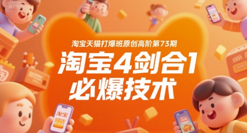 淘宝天猫打爆班原创高阶第73期，淘宝4剑合1必爆技术网创吧-网创项目资源站-副业项目-创业项目-搞钱项目网创吧