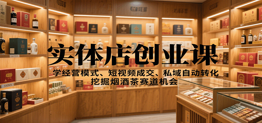 实体店创业课：学经营模式、短视频成交、私域自动转化，挖掘烟酒茶赛道机会网创吧-网创项目资源站-副业项目-创业项目-搞钱项目网创吧