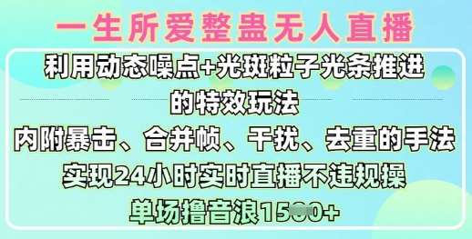 一生所爱无人整蛊升级版9.0，利用动态噪点+光斑粒子光条推进的特效玩法，实现24小时实时直播不违规操，单场日入1.5k网创吧-网创项目资源站-副业项目-创业项目-搞钱项目网创吧