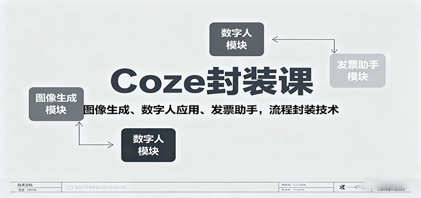 Coze封装课,图像生成、数字人应用、发票助手,流程封装技术网创吧-网创项目资源站-副业项目-创业项目-搞钱项目网创吧
